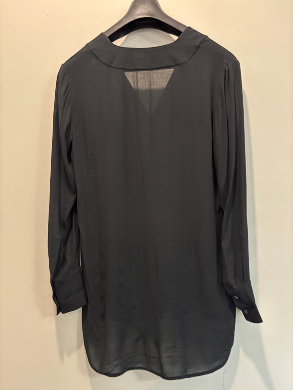 Vince Black V-Neck Blouse Semi Sheer Long Sleeve Minimalist Size S - Picture 10 of 15